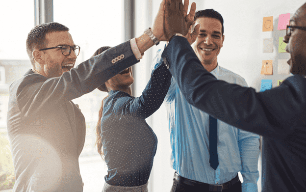 Happy successful business team