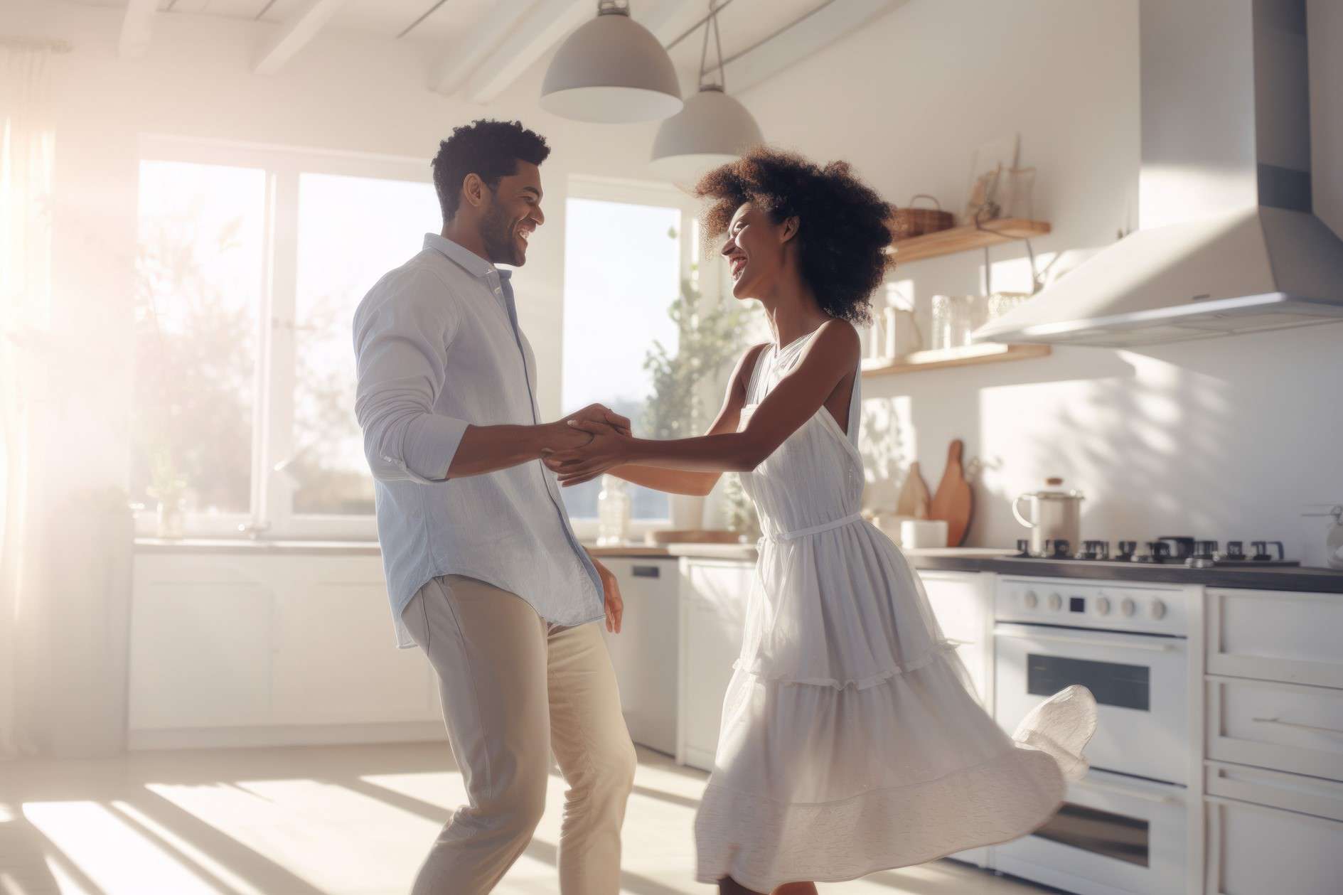Two people dancing together