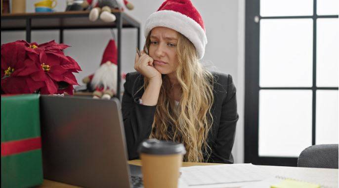 Businesswoman stressed during holidays