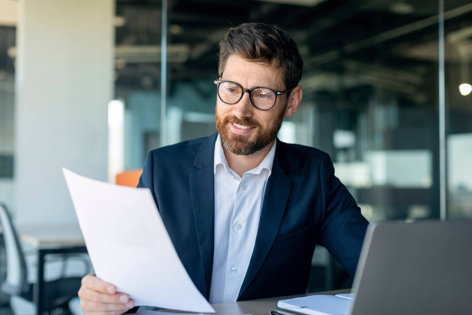 Man analyzing data