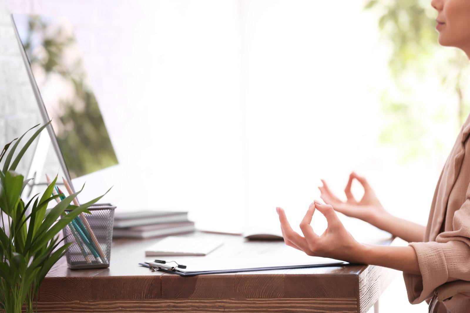 Businesswoman meditating