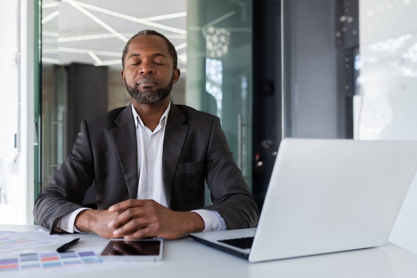 Businessman being mindful