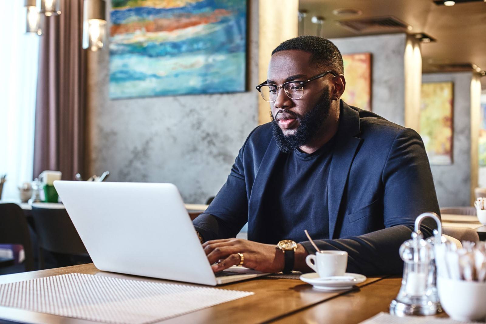 Businessman checking emails